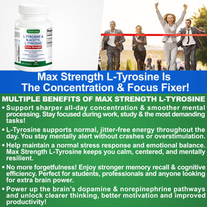 Max Strength L Tyrosine Supplement & N Acetyl L Tyrosine Peak Focus, Alertness, Concentration, Body & Mind Energy. L-Tyrosine 850mg Per 1 Capsule. A Well-Being Nutrient Boost For Performance BioWisdom NutraceuticalsΒ buy supplements Au