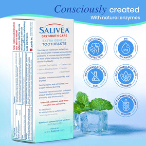 SALIVEA Dry Mouth Toothpaste (2 Pack) β 4.3 oz Each, Anticavity Fluoride, Natural Salivary Enzymes, Xylitol & Calcium, SLS-Free,