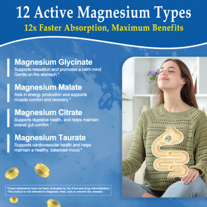 Magnesium Complex Softgels - 12-in-1 Magnesium Supplement with Glycinate,Citrate,Malate,Oxide,Taurate - High Absorption Magnesium Complex for Women & Men for Muscle, Heart, Sleep, Bone, Nerve Support JINGYAT buy supplements Au