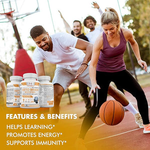Keto Brain Booster - Brain Supplement - Focus, Concentration, Memory Neuro Supplement for Women & Men - Supports Learning, Energy, Immunity - All Natural, Non GMO, Made in USA - 60 Capsules Slim Heat buy supplements Au