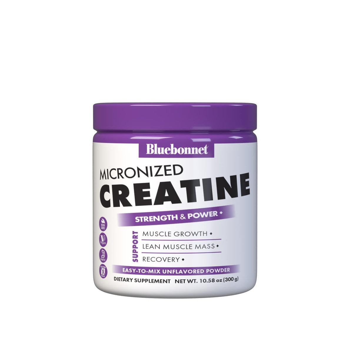 BlueBonnet Nutrition Micronized Creatine Monohydrate 5 g - Supports Lean Muscle Mass* - Non-GMO, Vegan, Kosher Certified, Gluten-Free, Soy-Free, Milk-Free