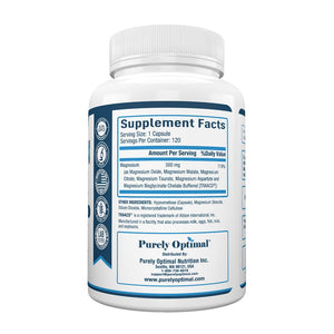 Purely Optimal Magnesium Complex - 6 Forms Magnesium Glycinate, Citrate & Malate - Sleep Support, Stress Relief, Muscles, Heart Health & Relaxation - Magnesium Supplement for Women & Men, 120 Caps Purely Optimal buy supplements Au