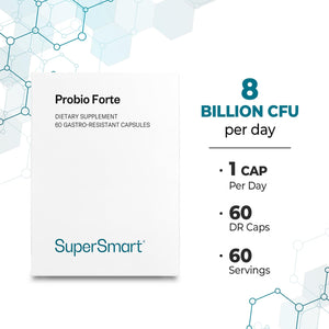 Supersmart - Probio Forte 8 Billion CFU per Capsule (Advanced Formula) - Daily Probiotics Supplement for Women & Men | Non-GMO & Gluten-Free - 60 DR Caps SupersmartBuy Supplements Australia