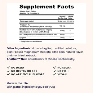 EZ Melts Hair Health Complete - Hair Supplement to Support Strength & Growth - Includes AnaGain Nu, Biotin, Apigenin, Bambo Silica & More - 60 Sublingual Tablets (30 Servings) EZ Melts buy supplements Au