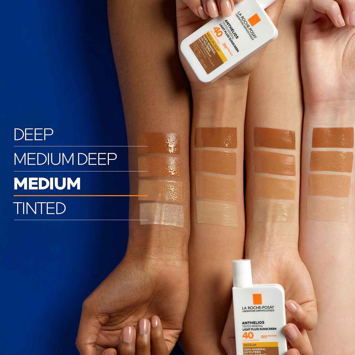 La Roche-Posay Anthelios Tinted Sunscreen SPF 40, Broad Spectrum SPF + Antioxidants, Titanium Dioxide & Zinc Oxide Sunscreen, 4 Flexible Shades With No White Cast