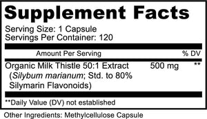 PURELY beneficial Organic Milk Thistle Capsules, 50:1 Milk Thistle Extract, Liver Cleanse & Antioxidant Support, 120 Veg Capsules, Vegan & Non-GMO
