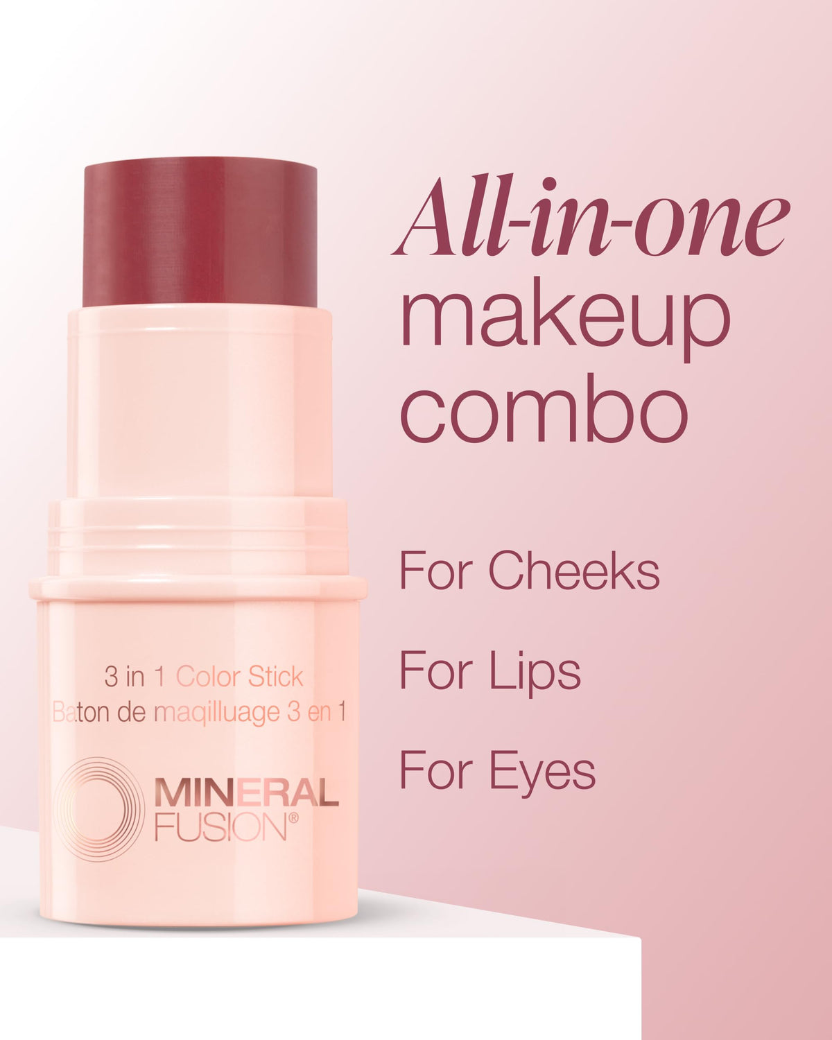 supplement products​Mineral Fusion 3-in-1 Color Stick - Hydrating Tinted Cream Blush for Cheeks, Lip and Eye - Natural Multi Use Makeup (Berry Glow) - JerryCherryUSA