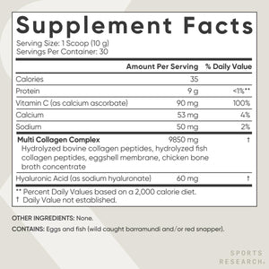Sports Research Multi Collagen Protein Powder (Type I, II, III, V, X) with Hyaluronic Acid + Vitamin C | 5 Types of Food Based Collagen, 30 Servings (Unflavored) Sports Research buy supplements Au