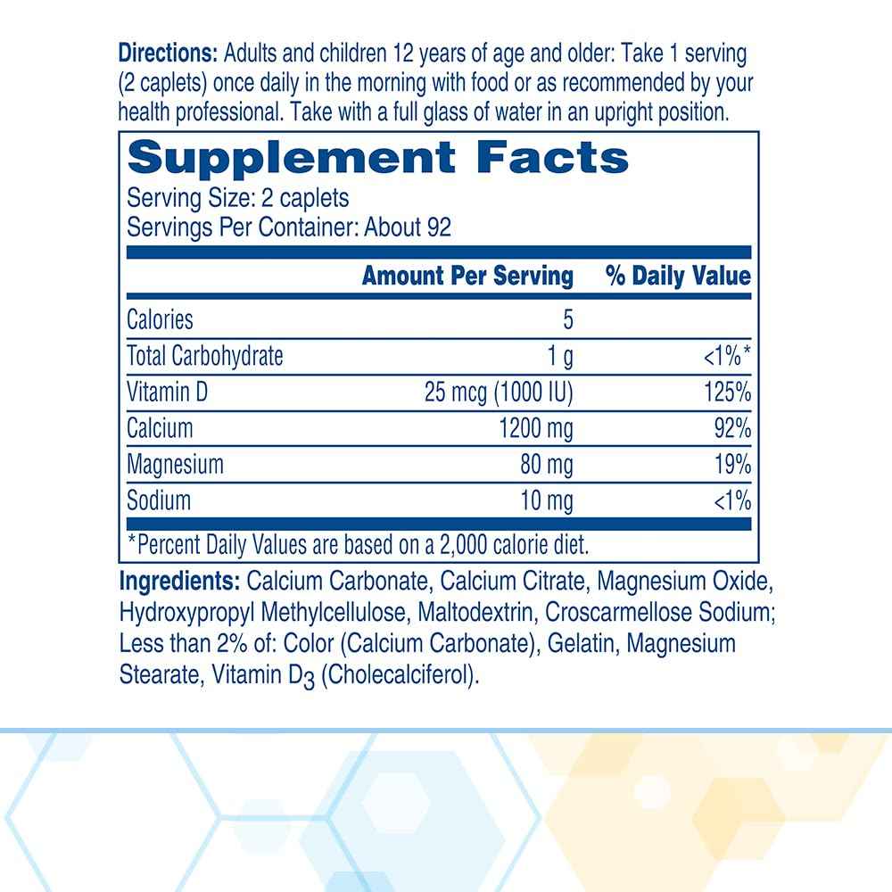 Citracal Slow Release- Calcium 1200 mg with Vitamin D3, Magnesium, Calcium Supplement, Bone Health Support, Take Once Daily Caplet, 185 Count