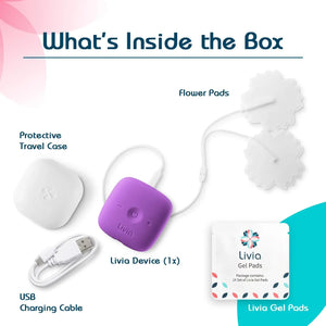 Livia Menstrual Pain Relief Device, Purple – Off-Switch for Period Pain – Portable & Discreet – Rechargeable, Up to 8 Hours Battery – Complete Kit with Stick-On Pads – The Go-to Travel Partner LiviaBuy Supplements Australia