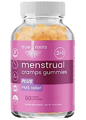 Menstrual Cramp Period Gummies True Roots | PMS Support Supplement for Women | Healthy Flow | Flo PMS Menstrual Cycle Relief, Cramping and Bloating | Vegan & Natural Flavors | 60 Count True RootsBuy Supplements Australia