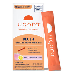 Uqora Flush - Urinary Tract* with D-Mannose, Vitamin C, Vitamin B6, Potassium, Magnesium & Calcium - Gluten-Free & Vegan - Pink Lemonade Flavor - 10 Packets (1 Pack) UqoraBuy Supplements Australia