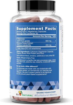 Eu Natural Urinary Harmony D-Mannose Supplement - Urinary Tract Health for Women - Fast-Acting Urinary Cleanse & Flush with Clinical-Strength D-Mannose & Hibiscus - 60 Capsules Eu NaturalBuy Supplements Australia