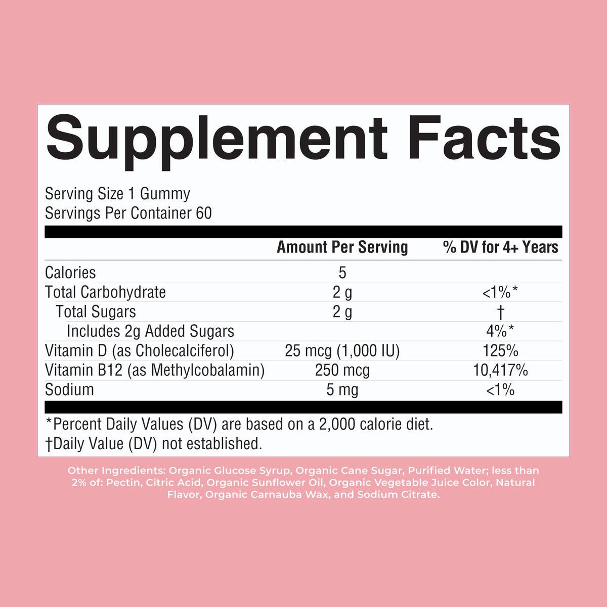 MARYRUTH'S Organic Vitamin D3 + B12 Gummies for Ages 4+ - Bone Health - Immune Support - Energy Metabolism - Cognitive Function - Vegan - Non-GMO
