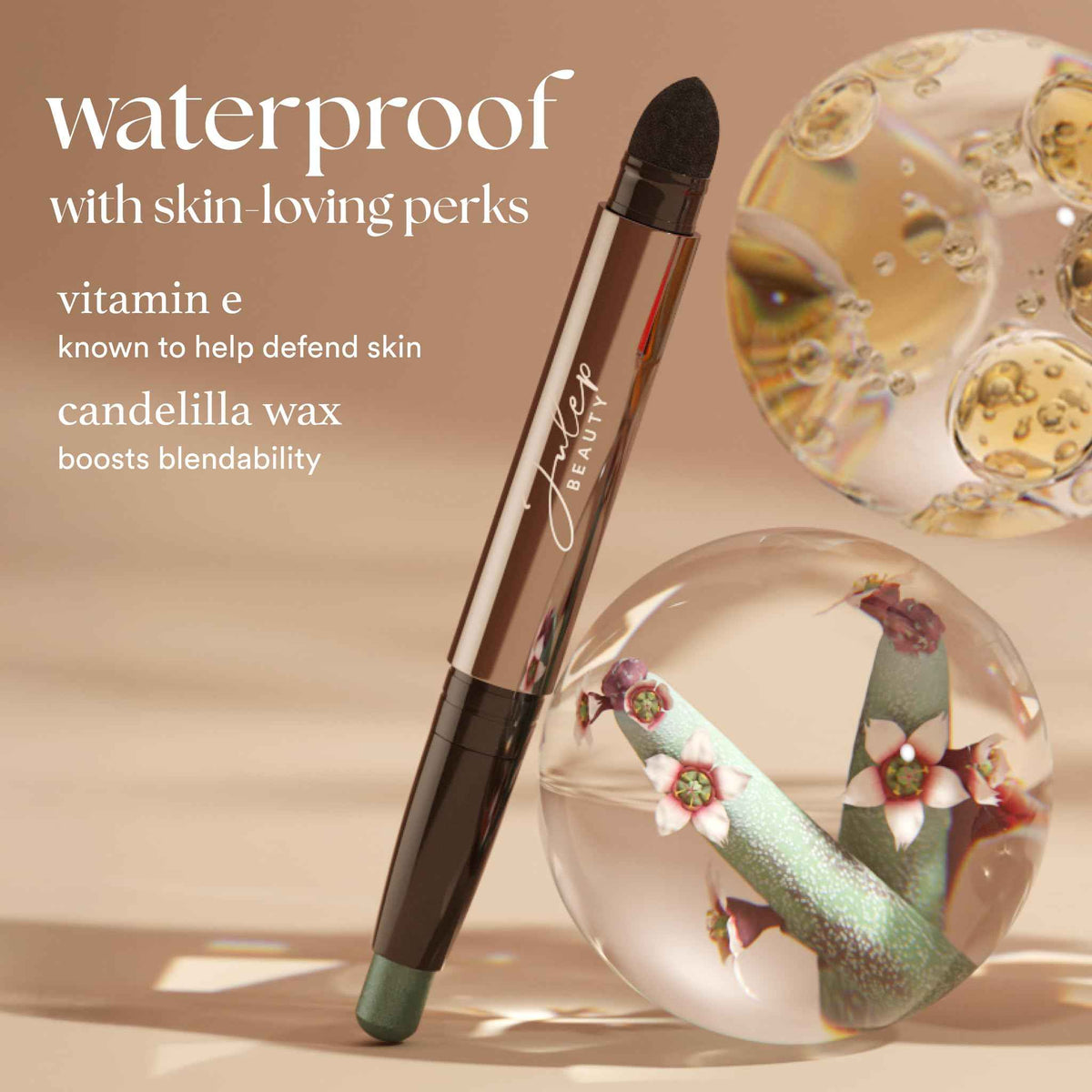 Julep Eyeshadow 101 Cream-to-Powder Waterproof Eyeshadow Stick – Midnight Blue Shimmer – Long-Lasting, Buildable, Crease-Proof, Cruelty Free, Shimmer Finish with Built-In Smudger