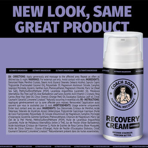 Coach Soak Magnesium Cream with MSM in Pump Bottle - Natural Recovery Cream with Magnesium Chloride & Menthol - Fast-Absorbing for Muscles & Joints, Lavender 3.4oz Coach SoakBuy Supplements Australia