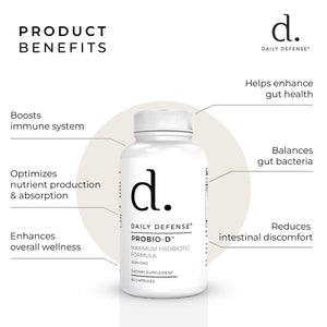 Daily Defense Probiotic Immune Support Supplement - Daily Probiotics for Men with Constipation & Gas - Digestion and Bloating Supplement & Probiotics for Women - 60 Capsules, PROBIO-D Daily DefenseBuy Supplements Australia