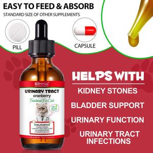Cat Urinary Tract Infection Treatment, Cat UTI Treatment Drops Supports Bladder, Kidney Stone, Cranberry Kidney Bladder Support Supplement, Chicken Flavor, 60ml BTQAFVZTBuy Supplements Australia