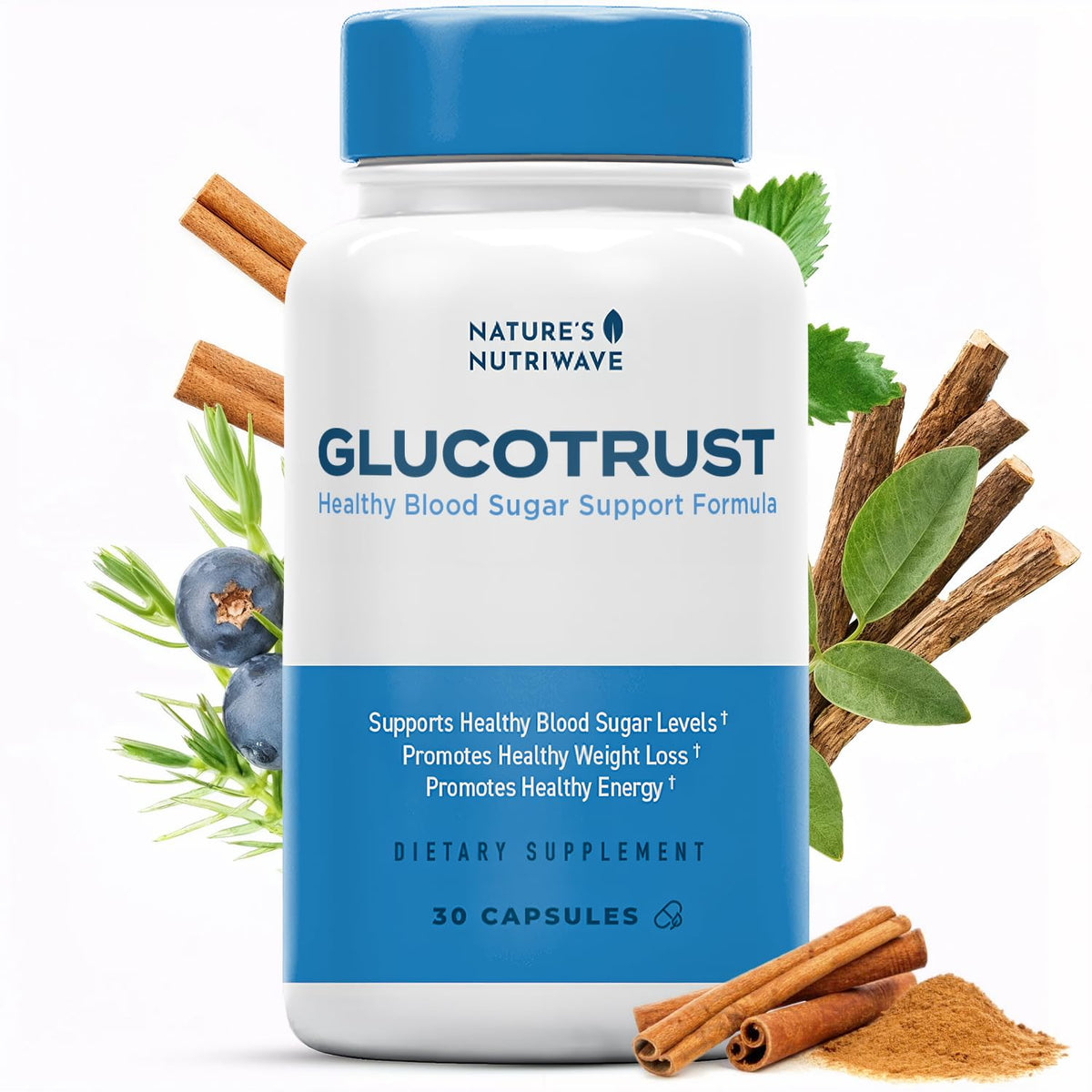 Nature’s NutriWave Glucotrust Capsules Supplement, Original Formula, 100% Natural Herbal Blend, Gymnema sylvestre, Chromium