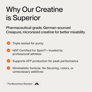supplement products​Momentous Creatine Lemon Monohydrate Powder - Creatine Powder - Supports Strength, Lean Muscle, & Recovery for Men & Women - NSF Certified for Sport - 6.49 g per Serving - 15 Servings - JerryCherryUSA
