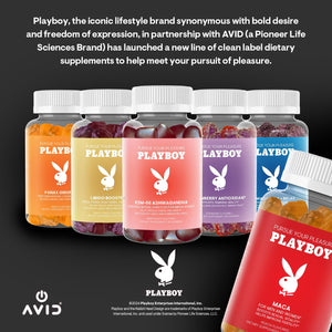 Playboy - Maca Root Gummies for Women and Men (60 Count - Peach Flavored) - Boost Sexual Vitality, Libido, Fertility - Supplement - 100% Natural, Vegan Non GMO - 4:1 Extract Maca Peruana AvidBuy Supplements Australia