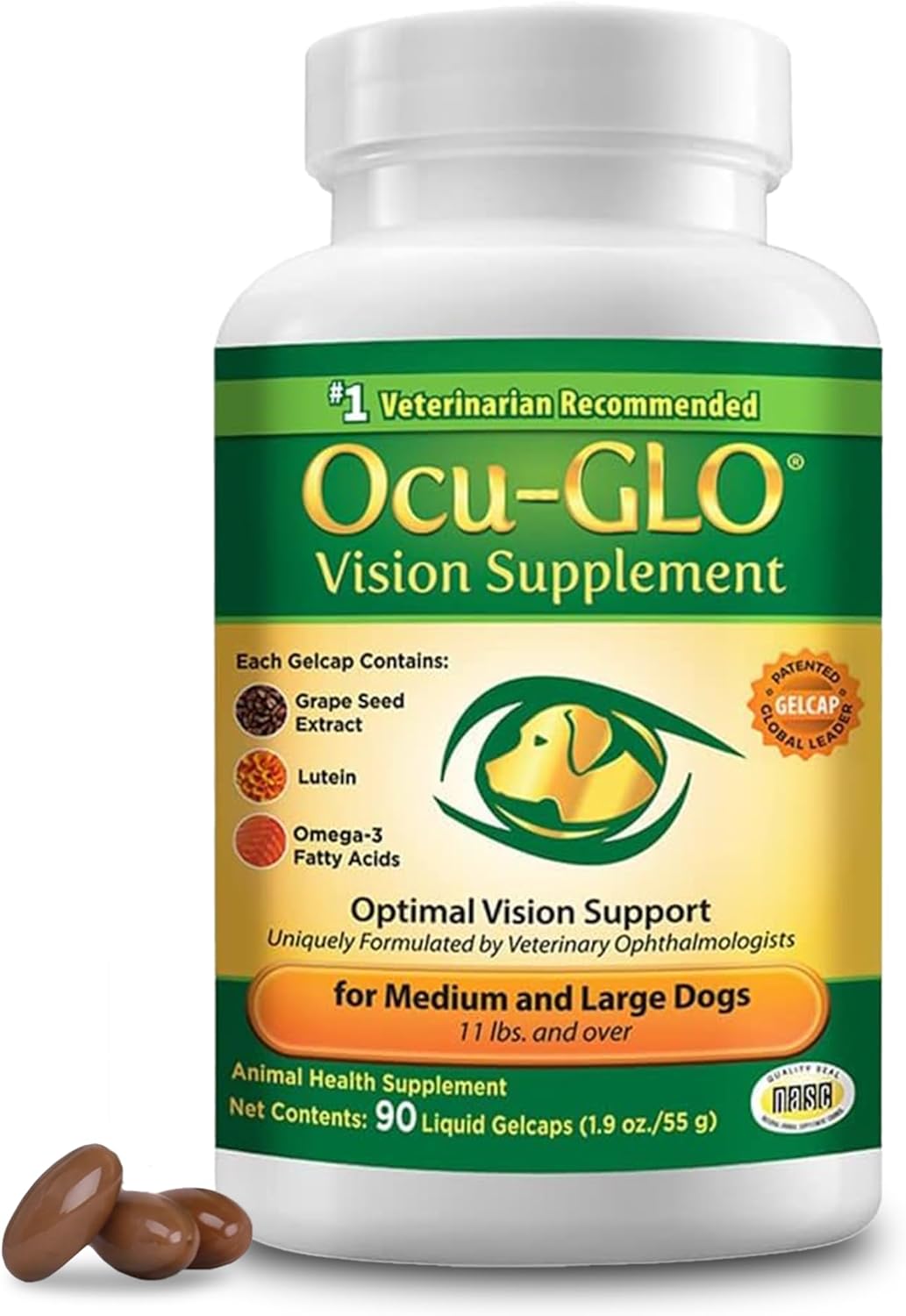 Vision Supplement for Medium to Large Dogs, 11+ lb, 90 Count - Veterinarian-Formulated Supplement Specifically Supports Eye Health; Unflavored & Easy to Give
