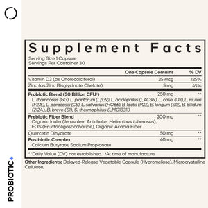 Codeage Probiotic+ 50 Billion CFU** Supplement - 12-Strain Probiotic Blend, Organic Prebiotic Fiber, Postbiotics, Vitamin D3, Zinc Bisglycinate, Quercetin - for Men & Women - Non-GMO - 30 Capsules CodeageBuy Supplements Australia