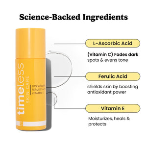 supplement products​Timeless Skin Care Vitamin C Serum with Vitamin E & Ferulic Acid - Brightening Serum - for Oily & Dry Skin - Fragrance-Free - 4 oz - JerryCherryUSA