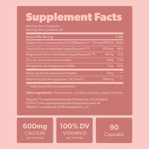 sapling Calcium Supplement - Whole Food with Vitamin K2 & D3, Magnesium, Zinc, Boron, Mineral Complex. Sourced Sustainably from Red Algae. for Bone Strength
