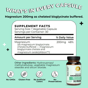 Future Kind Magnesium Glycinate, Supports Muscle and Nerve Function, High Absorption Chelated Magnesium Supplement, Nightly Calm, Energy & Metabolism, Highly Bioavailable & Potent - 30 Vegan Capsules Future KindBuy Supplements Australia