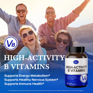 HUJ High-Activity B Vitamins - Supports Normal Energy Metabolism & Nerve System Health - Supplement with 8 B Vitamins, Inositol and D-Chiro Inositol - 60 Capsules. HUJBuy Supplements Australia