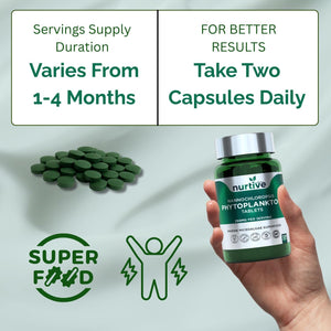 NURTIVE Nannochloropsis Phytoplankton Tablets – 250mg per Serving – Vegan, Gluten-Free, Non-GMO, No Fillers – Third-Party Tested, GMP Certified – 2 Tablets/Day for 2 Month, 120 Tablets/Bottle NURTIVEBuy Supplements Australia
