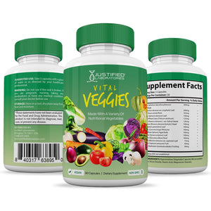 (10 Pack) Vital Fruits and Veggies Supplement Whole Food Red & Green Superfoods Non GMO Vegan Friendly 900 Veggie Capsules 10 Bottles Justified Laboratories buy supplements Au