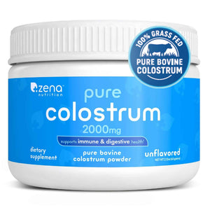 Zena Nutrition Bovine Colostrum Powder Supplement, 2000mg Pure Colostrum, Supports Immune and Digestive Health, Promotes Gut Health, Keto, Gluten Free