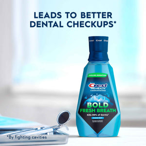 Crest Mouthwash Pro-Health Bold Fresh Breath, 99% Germ Kill, Antigingivitis & Antiplaque, Clean Mint - 1 L (33.8 fl oz), Pack of 2