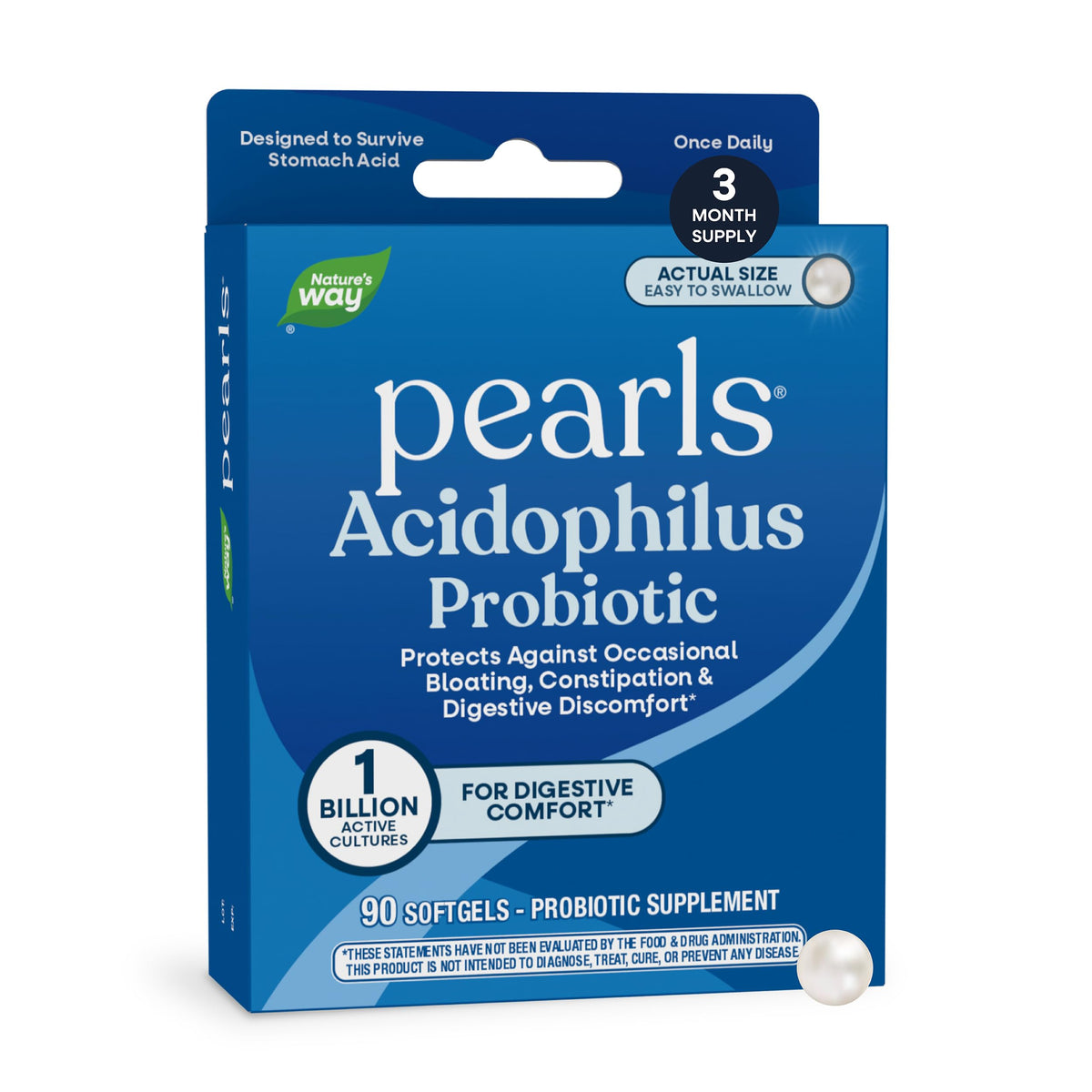 supplement products​Nature's Way Probiotic Pearls Acidophilus, Supports Digestive Balance & Gut Health*, Reduces Occasional Constipation and Bloating*, 1 Billion CFU, No Refrigeration Required, 90 Softgels - JerryCherryUSA
