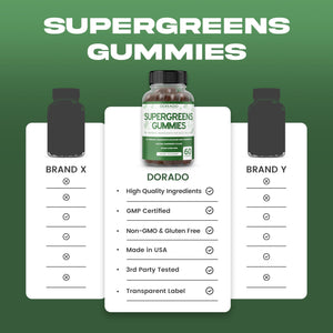Supergreens Gummies (60 Count) Daily Greens Gummies - Greens Supplements with 8 Ingredient Power Blend - Superfood for Immunity Support for Adults - Third Party Tested, Vegan & USA Made (Pack of 2) DORADO NUTRITION buy supplements Au