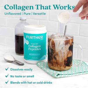 Further Food Unflavored Collagen Peptides Powder - 100% Grass-Fed, Hydrolyzed Type 1 & 3, 20g of Collagen per Serving