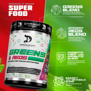 DRAGON PHARMA Greens and Reds, Over 23 Nutritious Superfoods, Reds and Vegetables, Optimal Health and Wellness (30 Servings, Original) DRAGON PHARMABuy Supplements Australia