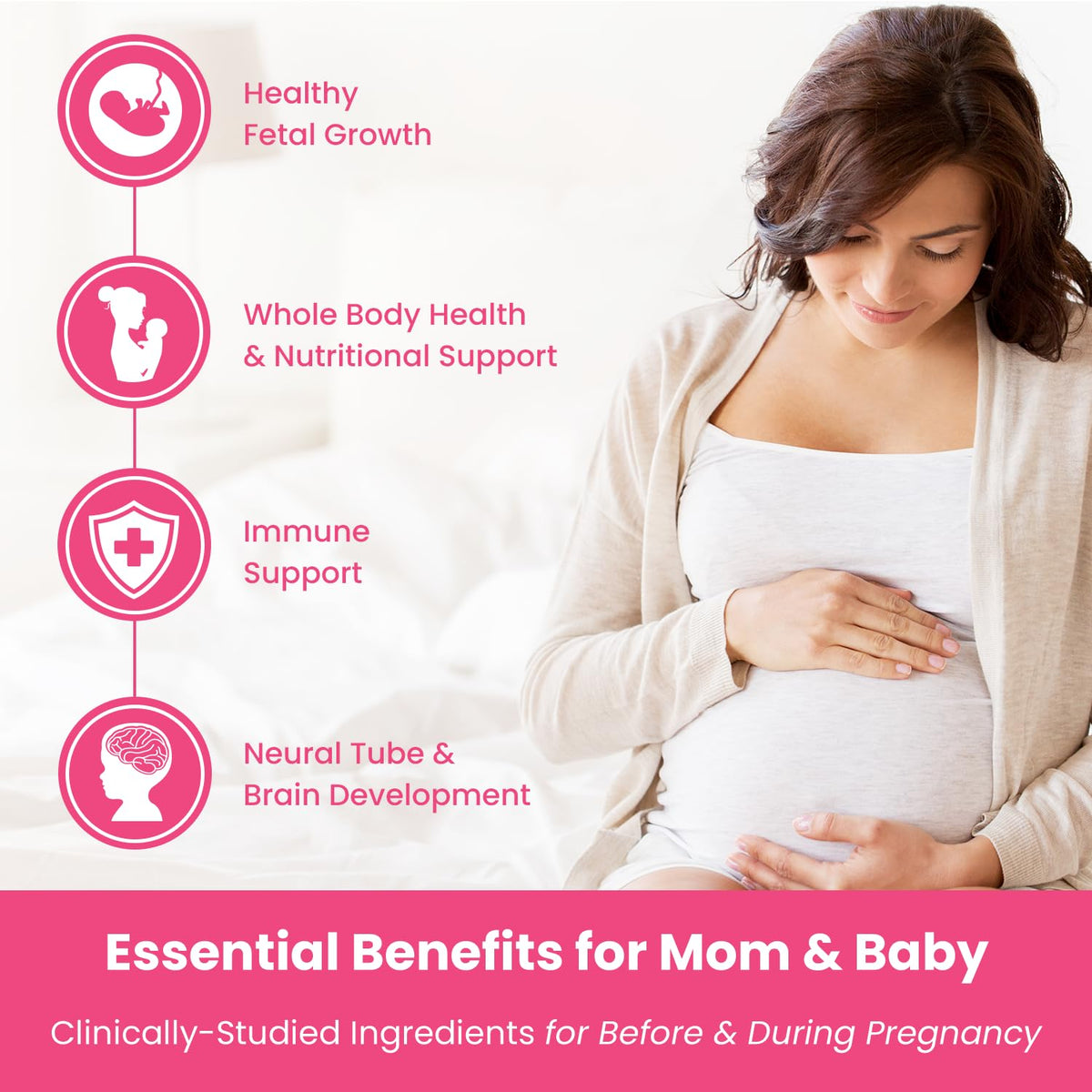 Prenatal Vitamin Gummies with DHA - Vegan Prenatal Vitamins for Women with Omega 3, Methylfolate, Choline & D3, Pregnancy Vitamins for Fetal Development