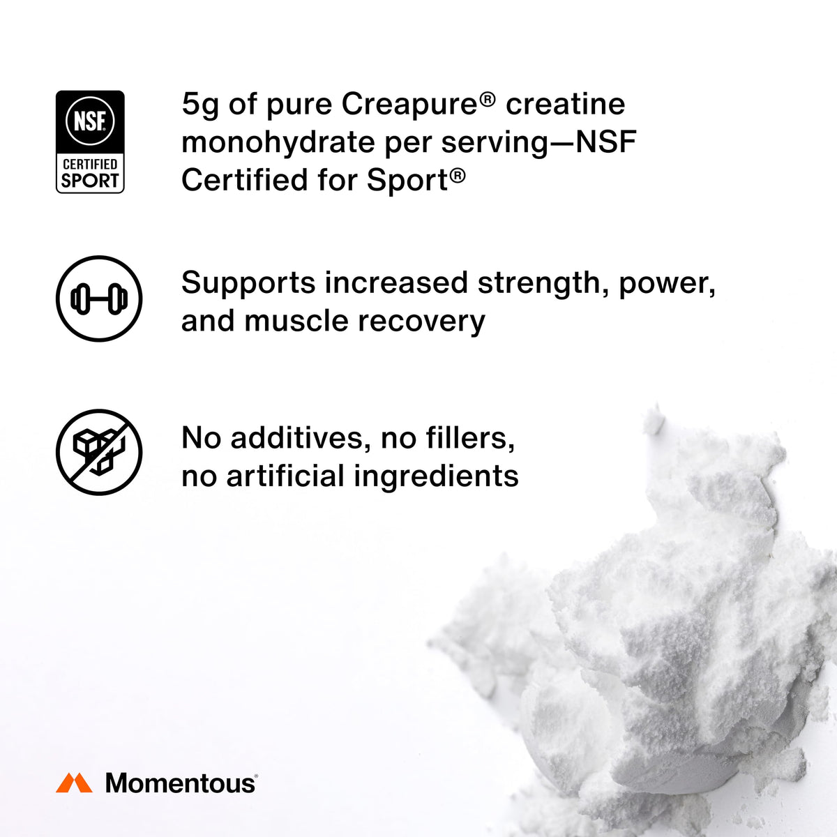 supplement products​Momentous Creatine Lemon Monohydrate Powder - Creatine Powder - Supports Strength, Lean Muscle, & Recovery for Men & Women - NSF Certified for Sport - 6.49 g per Serving - 15 Servings - JerryCherryUSA