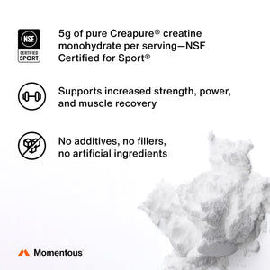 supplement products​Momentous Creatine Lemon Monohydrate Powder - Creatine Powder - Supports Strength, Lean Muscle, & Recovery for Men & Women - NSF Certified for Sport - 6.49 g per Serving - 15 Servings - JerryCherryUSA