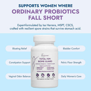 Rootganic Total Fem Biome Guard Pre+Probiotics for Women - Spore-Based Women's Probiotic with Prebiotics for Superior Vaginal Health Supplement and Gut Support - 45 Servings