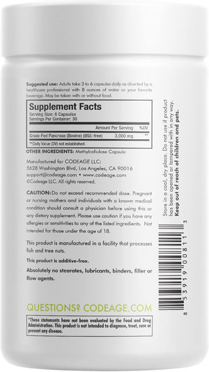 Codeage Grass Fed Beef Pancreas Supplement Glandulars - Freeze Dried, Non-Defatted Desiccated Beef Pancreas Pills – Pancreatic Enzymes Diet Meat - Pasture Raised Bovine Vitamins - 180 Capsules CodeageBuy Supplements Australia