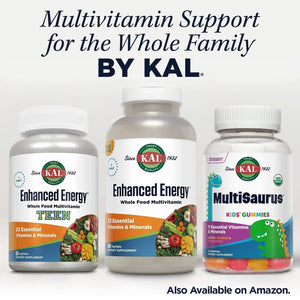 KAL® Enhanced Energy Multivitamin | Whole Food Based Vitamins & Minerals w/ Antioxidants, Digestive Enzymes & Natural Carotenoids | 180 Capsules KAL