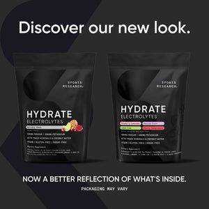 Sports Research® Hydrate Electrolytes Powder Packets - Sugar-Free & Naturally Flavored with Vitamins, Minerals, and Coconut Water