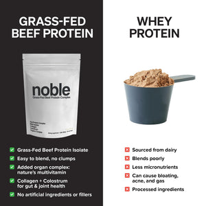 Noble Grass Fed Beef Protein Powder | Beef Protein w/Collagen, Colostrum, Organ Blend | Carnivore, Keto Friendly | Whey, Gluten Free | Muscle, Gut Health, Skin, Joint Support | 30 Servings, Vanilla Noble OriginsBuy Supplements Australia