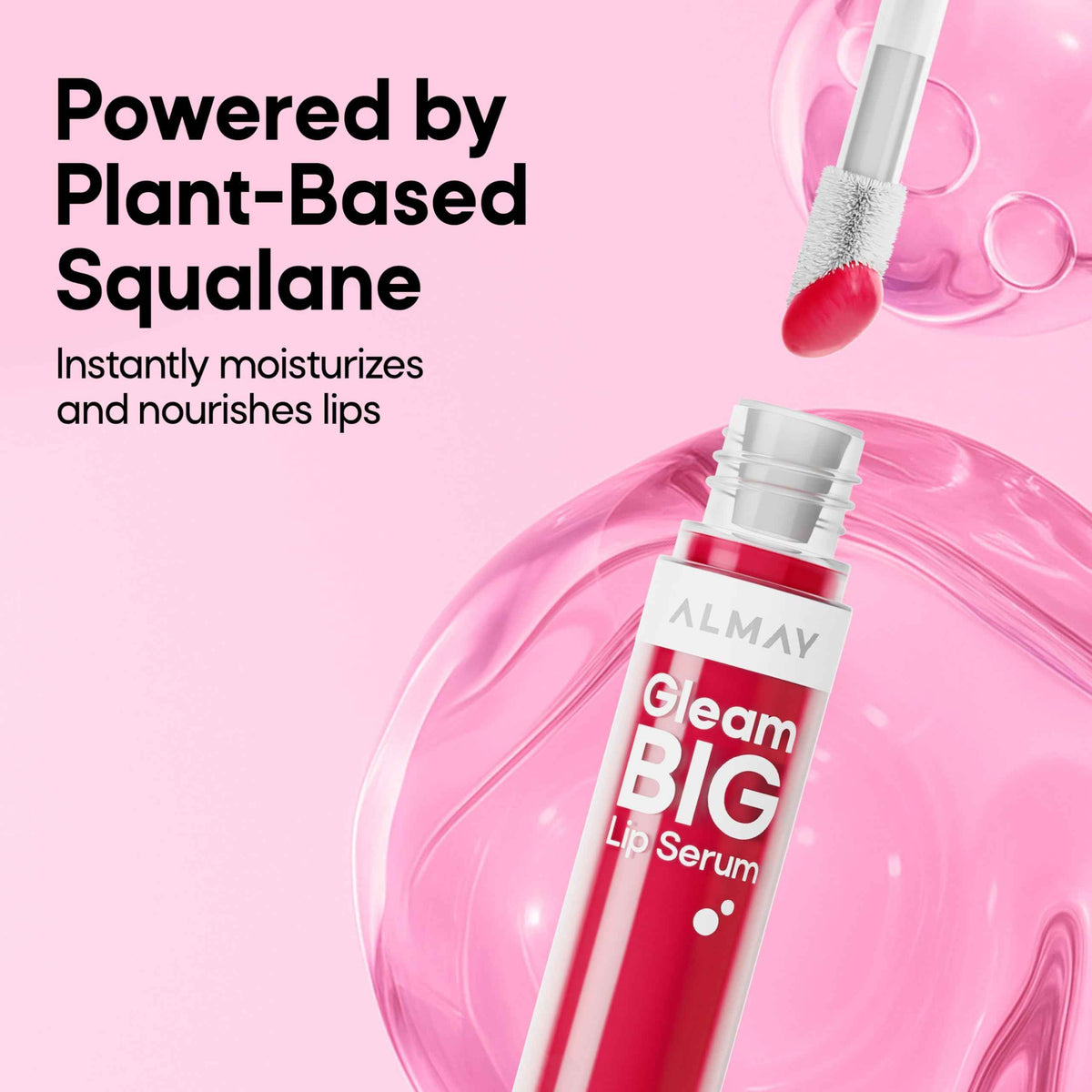 Almay Gleam Big™ Lip Serum, Hydrating and Moisturizing, Hypoallergenic Lip Gloss, Non-Sticky, 100 Positively Pink, 0.13 fl oz
