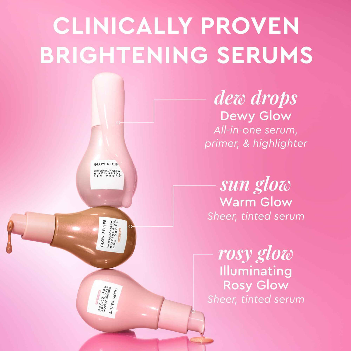 Glow Recipe Watermelon Niacinamide Dew Drops - Brightening, Plumping Hydrating Face Serum, Makeup Primer + Liquid Highlighter with Hyaluronic Acid