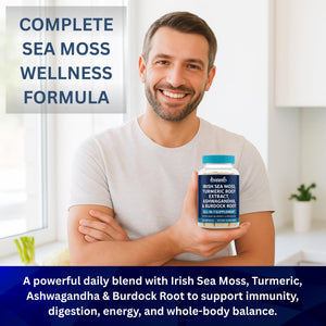 Droppels Irish Sea Moss Capsules with Turmeric Root, Ashwagandha, Black Pepper & Burdock Root – Natural Mineral Blend for Immune, Digestion, Joint & Energy Support – Vegan, Non-GMO – 60 Capsules Droppels buy supplements Au